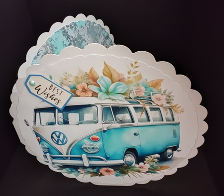Floral VW Camper In Turquoise - Mix 1 by Diane  Hitchcox