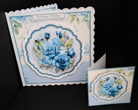 8x8 Blue Winter Florals Mini Pyramage Kit - x4 A4 Sheets  by Diane  Hitchcox