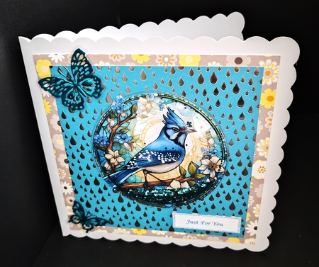 Stained Glass Blue Jay Card Topper by Diane  Hitchcox