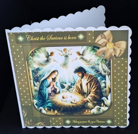 8 x 8 Nativity scene quick card front.2 by Diane  Hitchcox