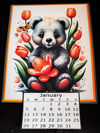 The Teddy With Tulips For You A4 by Diane  Hitchcox