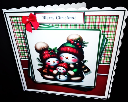 8x8 Red & Green Snowmen 17 Card Front, Gift Tag & Sentiments  by Diane  Hitchcox