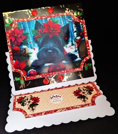 Poinsettia Scottie easel topper and layered stopper (no base) 2 by Diane  Hitchcox