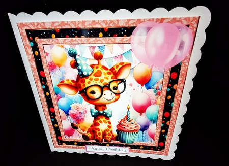 3 Giraffe Birthday card front/toppers by Diane  Hitchcox