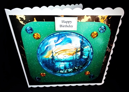 Stained Glass Northern Lights Card Toppers 2 by Diane  Hitchcox
