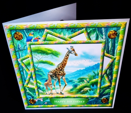Giraffe & Baby Card Front by Diane  Hitchcox