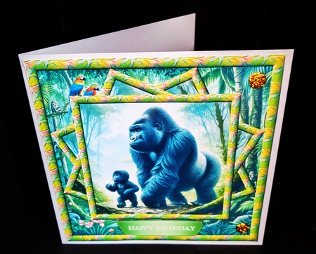 Gorilla & Baby Card Front by Diane  Hitchcox