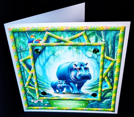 Hippo & Baby Card Front by Diane  Hitchcox