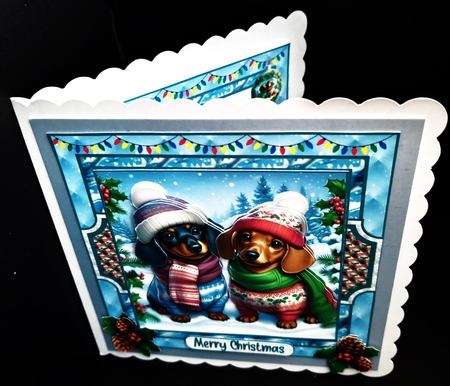 Dashing Dachsunds at Christmas 7x7 by Diane  Hitchcox