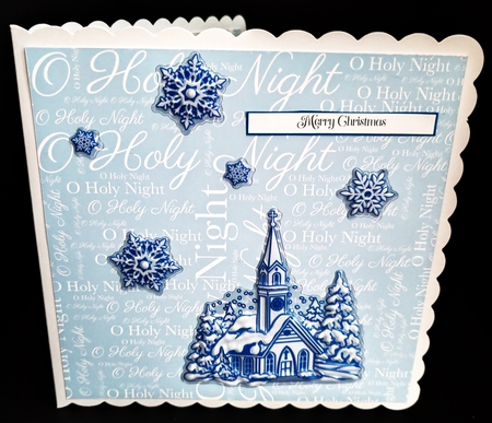O Holy NIght Word Backing Paper on Light Blue Background by Diane  Hitchcox