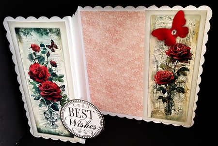 Beautiful Red & Pink Roses DL Toppers or Bookmarks x 12 by Diane  Hitchcox