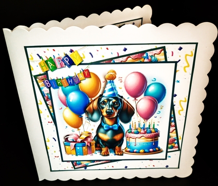 Happy Dachshund Birthday 7x7 by Diane  Hitchcox