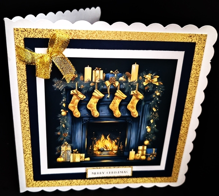 Navy Gold Christmas Card Toppers by Diane  Hitchcox