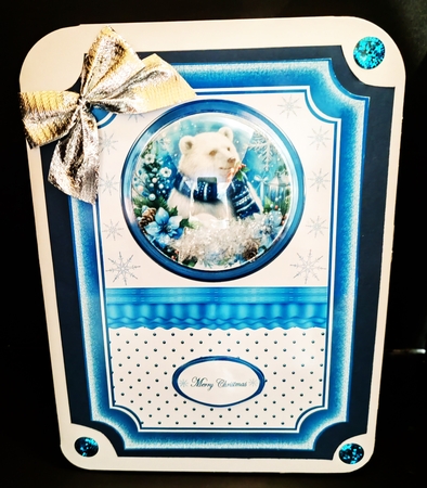 A5 blue framed polar bear step by step card front. by Diane  Hitchcox