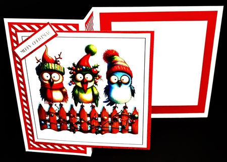 Funny Christmas Birds on a Fence by Diane  Hitchcox