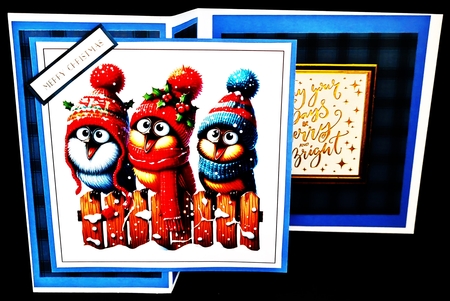 Funny Christmas Birds on a Fence by Diane  Hitchcox