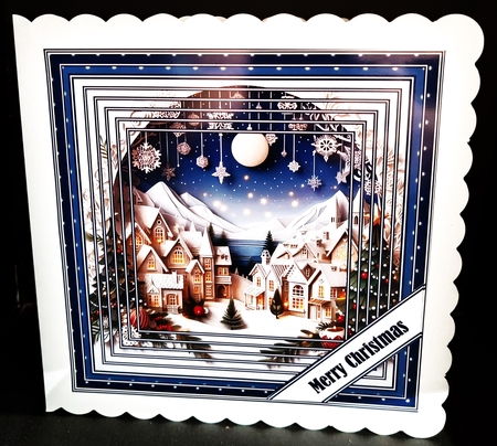 7 x 7 faux layered Christmas paper cut village quick card front. by Diane  Hitchcox