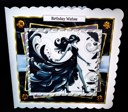 Swirls & Feathers Black by Diane  Hitchcox