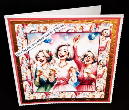 in the pink with a glass of wine by Diane  Hitchcox