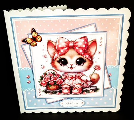 Pretty Kitten With Roses by Diane  Hitchcox