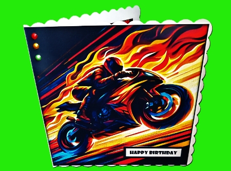 Birthday Male Motorbike Quick Card II by Diane  Hitchcox