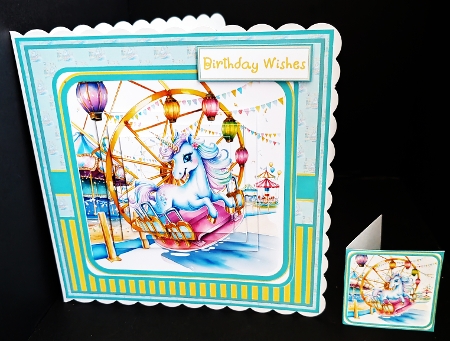 Unicorn on the Carousel Card Front and Pyramage by Diane  Hitchcox