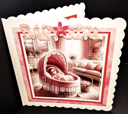 6x6 Baby Girl in Moses Basket - Illustrations for Cardmakers & Designers by Diane  Hitchcox