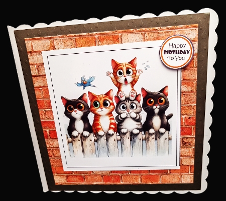 Funny Cats on a Fence Card Topper by Diane  Hitchcox