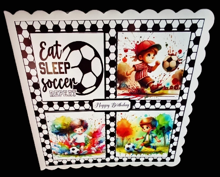 Eat Sleep Soccer Repeat 8x8 Card  by Diane  Hitchcox