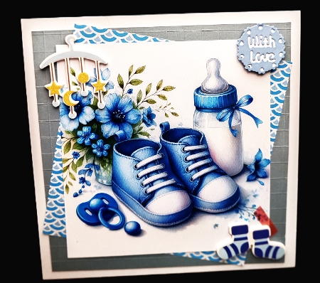 8x8 Baby Bootees Blue - Illustrations for Cardmakers & Designers  by Diane  Hitchcox