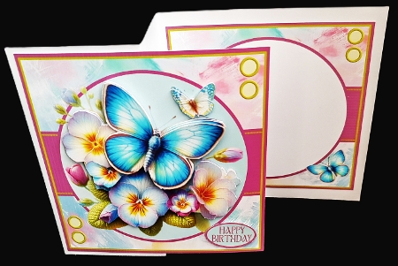 Primroses With Butterfly 7x7 Card Front Minikit by Diane  Hitchcox