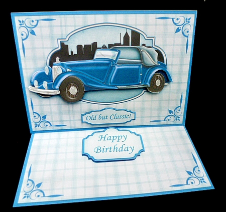 Vintage Car Old But Classic! Blue Easel Card Kit by Diane  Hitchcox