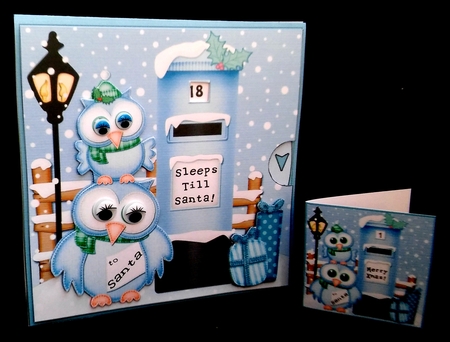 3D Xmas Owls Sleeps Till Santa Countdown Moveable Card by Diane  Hitchcox