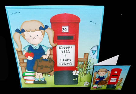 3D Schoolgirl Kaz Sleeps Till I Start School Countdown Card by Diane  Hitchcox