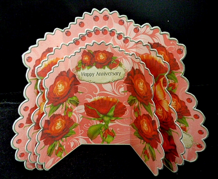 Triple Layer Gatefold - Red Gold Roses by Diane  Hitchcox