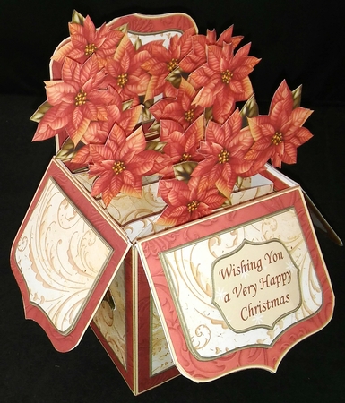 Christmas Baubles & Poinsettia Pop Up Box Card 7.5" by Diane  Hitchcox
