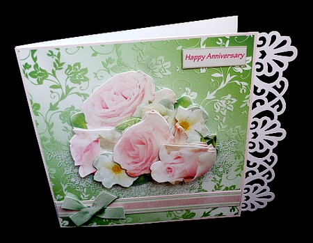 Pink Rose Bouquet Over the Top Card Kit by Diane  Hitchcox