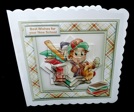 Boy with School Bag Star Pyramid Card Front by Diane  Hitchcox