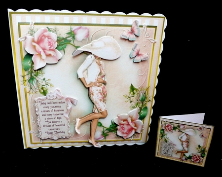 The Pink Rose Lady Card Kit by Diane  Hitchcox