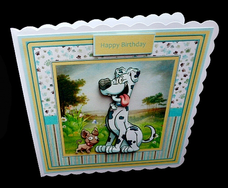 Great Dane and friend 7.5x7.5 card and decoupage by Diane  Hitchcox