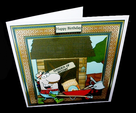 happy gardener 7x7 card with decoupage by Diane  Hitchcox