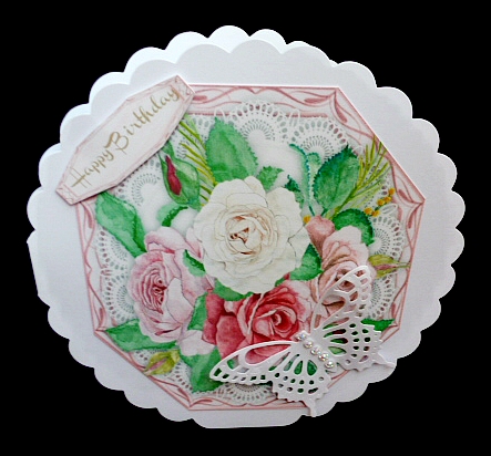 Beautiful pink Octagonal with Roses 2,  by Diane  Hitchcox