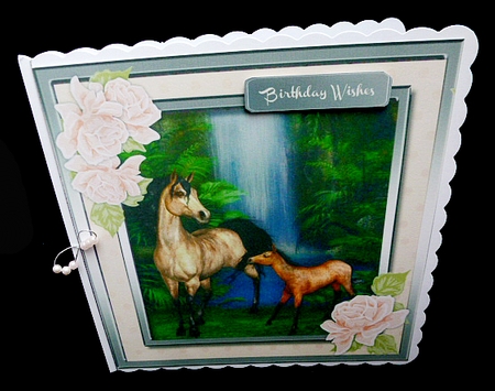 Beautiful Mother and Foal at the Waterfall,  by Diane  Hitchcox