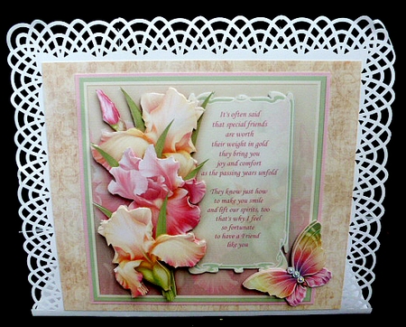 BLUSH OF IRIS & VERSE FOR FRIEND 7.8 Decoupage Mini Kit by Diane  Hitchcox