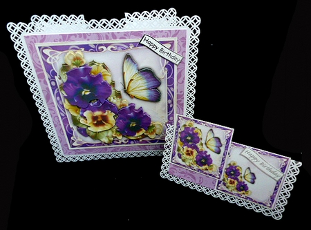 Violet Pansies Bouquet Card Mini Kit by Diane  Hitchcox