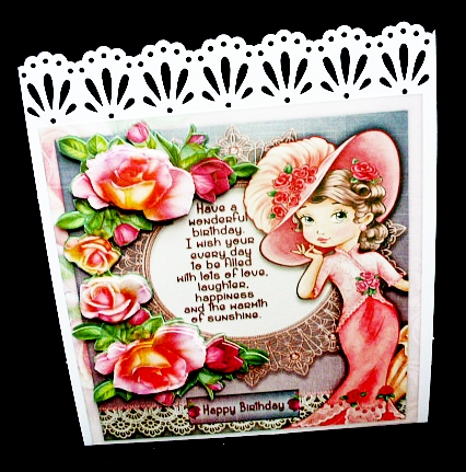 Vintage Victorian Time Lady Pink Roses 918 by Diane  Hitchcox