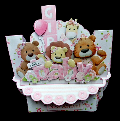Welcome Baby Girl 3D Shelf Card Kit with Card Box by Diane  Hitchcox