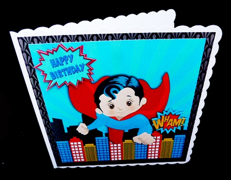 Up! Up! And Away flying super hero 8x8 by Diane  Hitchcox