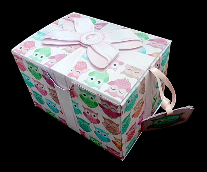 Gift Box Cute Owls Pattern with Bow Decoupage by Diane  Hitchcox