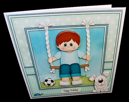 8 x 8 Cute Little Boy is Swinging High Mini Kit with 3d Decoupage by Diane  Hitchcox